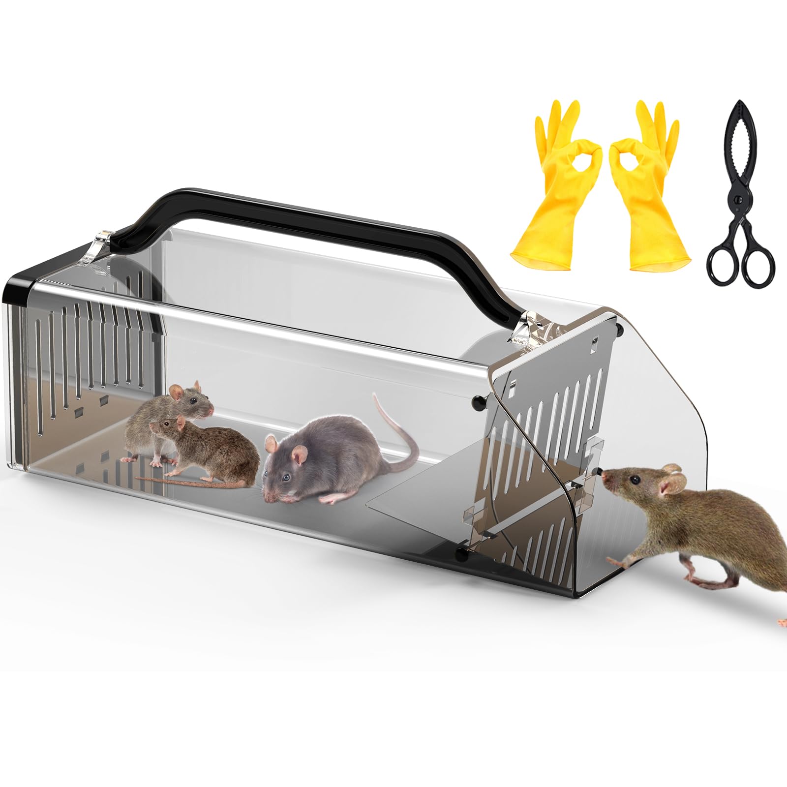 Photo 1 of 2026 Upgraded Humane Mouse Traps Indoor for Home, Large No-Kill Live Rat Traps for Outdoor Use, Catch and Release Rodent Trap for Mice, Rats, Chipmunks, Friendly to Pet & Kid