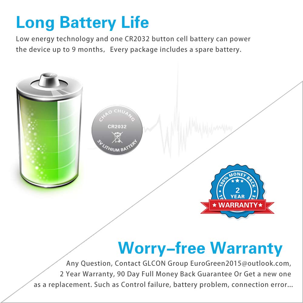 Bluetooth Key Finder - Key Locator Tracker Device with App Control for iPhone, Slim Wallet Bag Luggage Tracker - Compatible with iOS Android(Replaceable Battery Included)