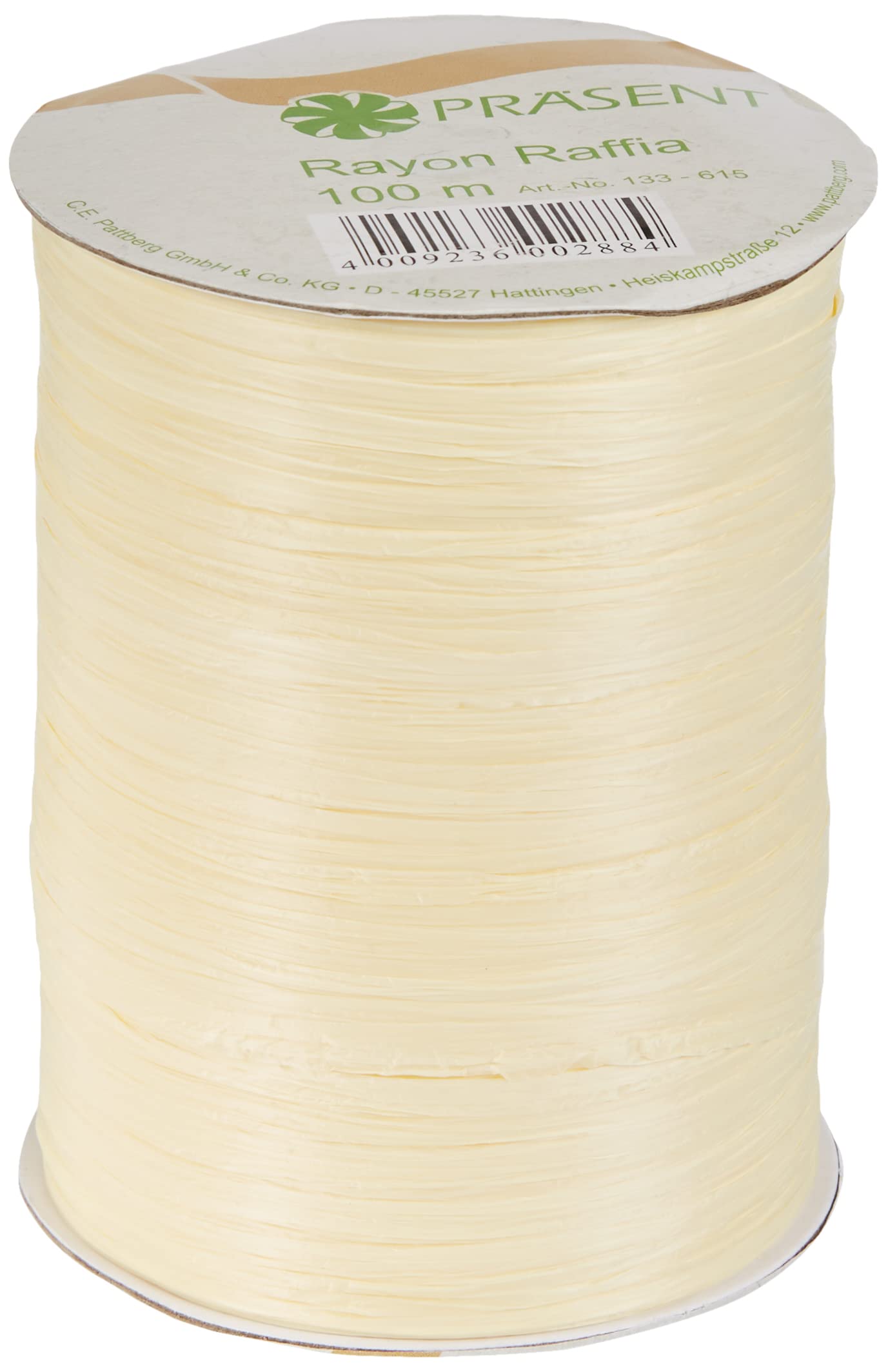 C.E. Pattberg Präsent - Rayon Raffia Biodegradable Ribbon Light Yellow 100 meter spool