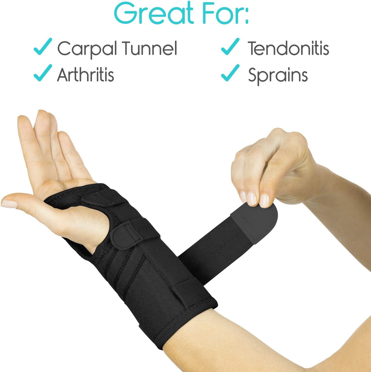 Vive Carpal Tunnel Wrist Brace (Left or Right) - Arm Compression Hand Support Splint - for Men, Women, Kids, Bowling, Tendonitis, Arthritis, Athletic Pain, Sports, Golf - Universal Adjustable Fit: Industrial & Scientific
