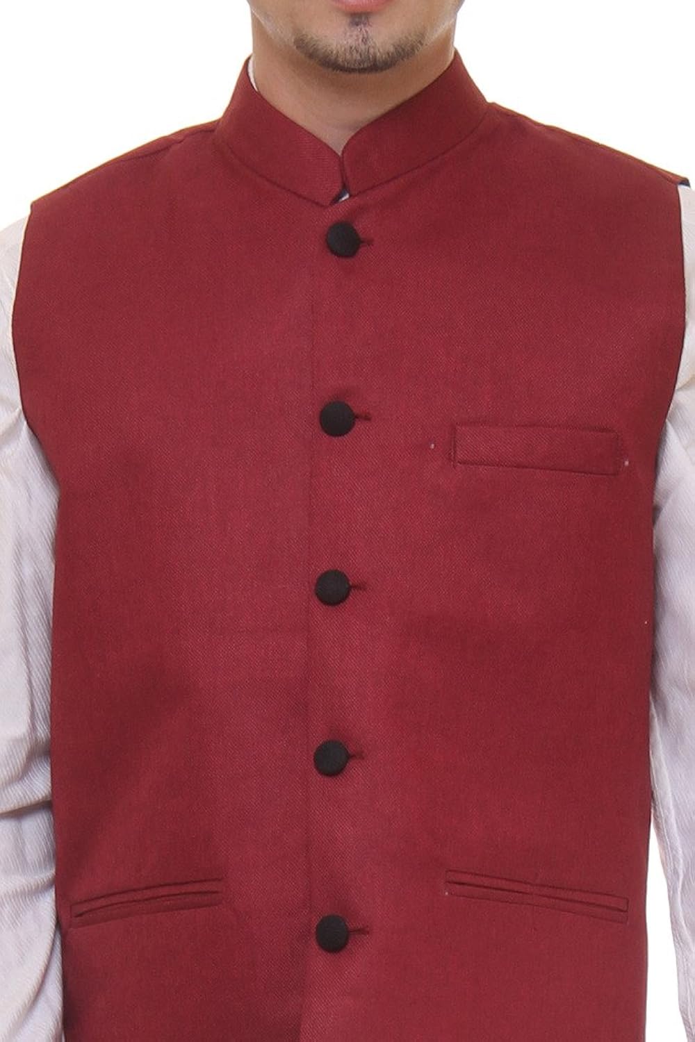 routeen maroon casual partywear ethnic modi jacket waistcoat for men