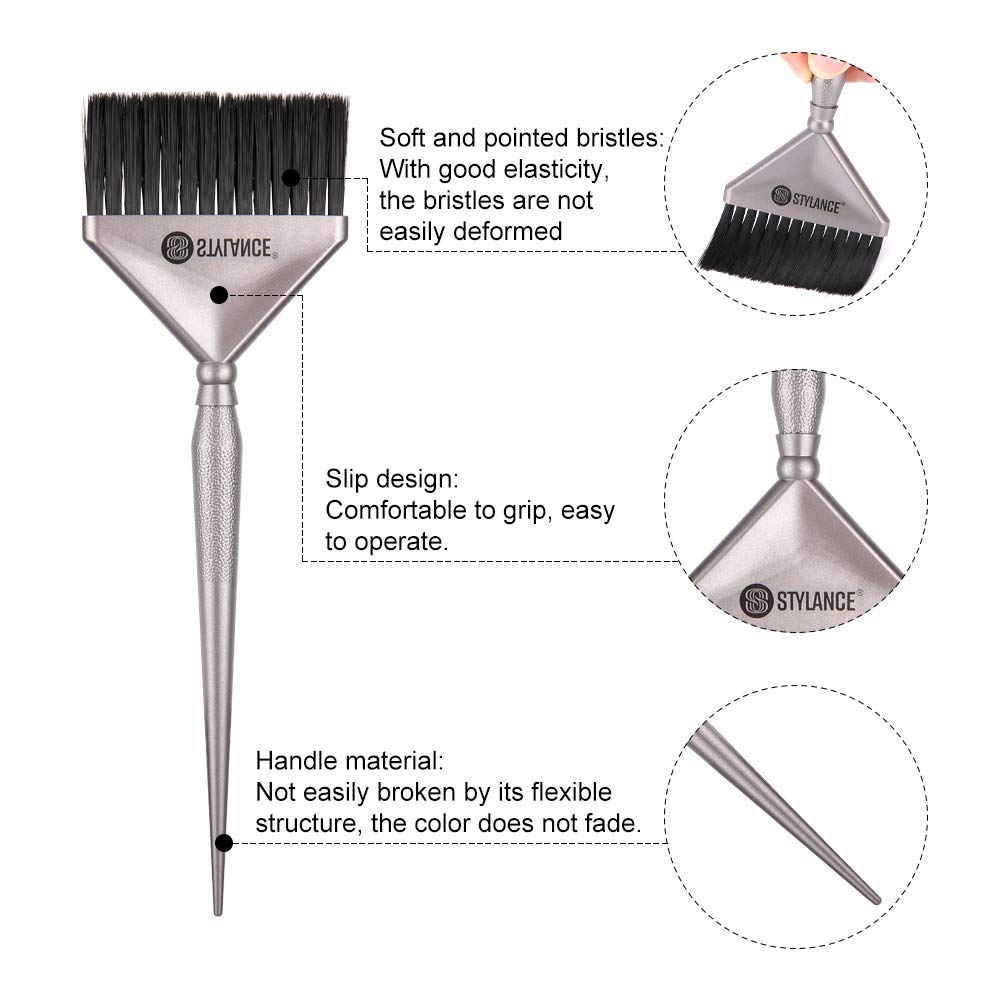 3 Pieces Barber Hair Dye Brushes Kit, Hair Color Dye Brush Tool Set, Professional Suitable for Beauty Salon & Home DIY Coloring Brush (Silver+Rose gold+Gold) : Beauty