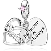 JIAYIQI Sister Mother Daughter Wife Charms Fit Charms Bracelet Necklace, 925 Sterling Silver Forever Always Love Dangle Charms for Women Birthday Mother's Day Christmas