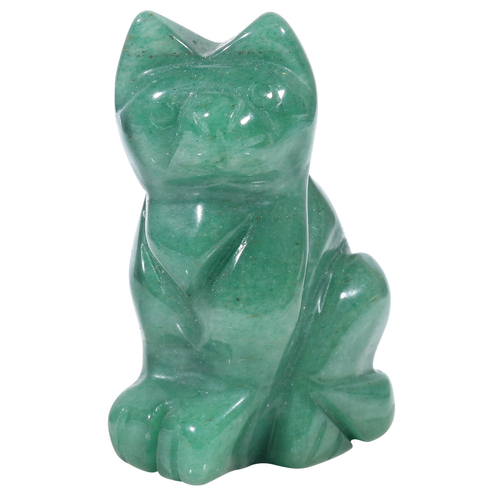 Lovionus89 Natural Green Aventurine Cat Crystals Stones Statue, 5cm Pocket Carved Figurines Collectibles Room Decor