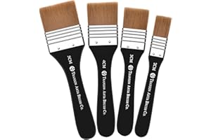 4 Pcs Flat Paint Brushes, Wide 2/3/4/5cm Artist Nylon Hair Oil Brush, Professional Watercolour Acrylic Paint Brushes for Begi