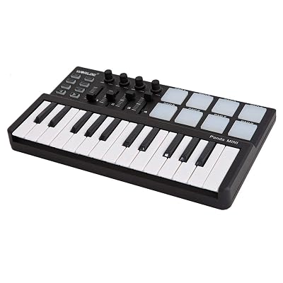 Btuty Mini 25-Key Midi Keyboard Controller With 8 Velocity-Sensitive Drum Pads, Portable USB Audio Interface With Assignable Knobs & Sliders For Music Production