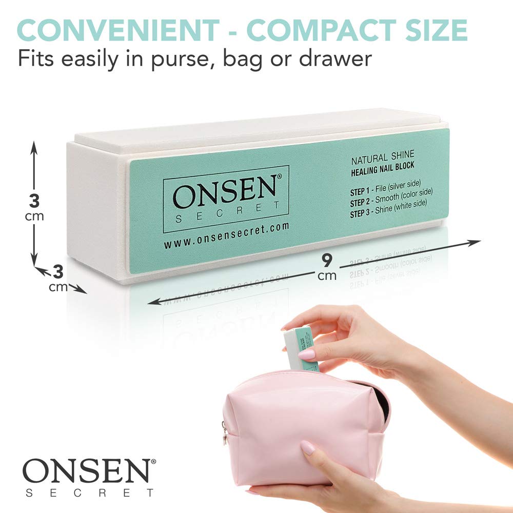 Onsen Professional Nail Files and Buffer, Ultimate Shine Nail Buffing Block With 3 Way Buffing Methods, File, Smooth & Shine, Compact Purse Size Manicure Tools for Optimum Nail Care : Onsen Buffer : Beauty