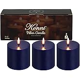 KONNI Navy Blue Pillar Candles Set of 3, 3"x 3" Unscented Pillar Candles Bulk, 30 Hours Long Burning Candles, Smokeless&Dripless Large Round Candle for Wedding, Home Decoration, Parties, Spas, Dinner