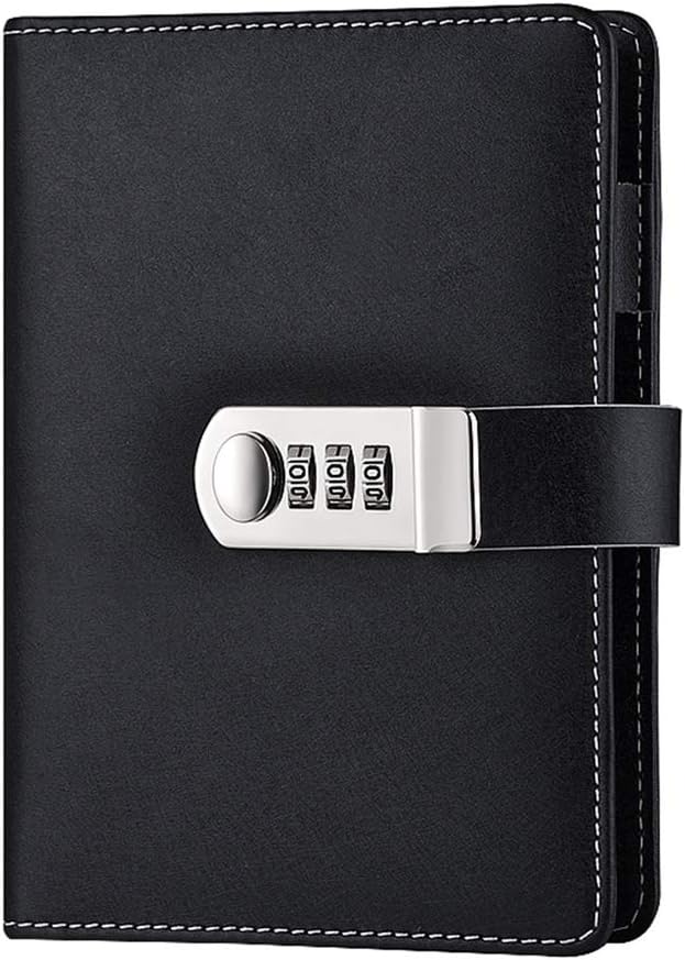LanSun Lock Journal Lockable Refillable Diary, PU Leather Cover Writing