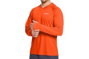 baleaf Men's Sun Protection Hoodie Shirt UPF 50+ Long Sleeve UV SPF T-Shirts Rash Guard Fishing Swimming Lightweight