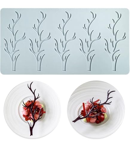Fondant Molds 5pcs Leaf Silicone Molds 3D Coral Branch LeavesLace Pad Cake Mold, Chocolate Molds, Non-stick Polymer Clay Molds For Making Sugar Craft