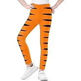Girls Halloween Party Stretchy Tigoer Leggings Graphic Lightweight Sports Tights Orange & Black Stipes 13-14 Years