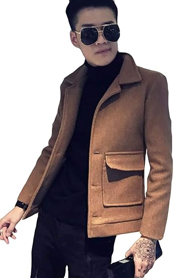 Yitong メンズ トレンチコート アウター 長袖 トップス 韓国 スリム ショート丈 厚手秋服 冬 ショートコート カジュアル 通勤 通学 ビジネス コート ジャケット 通販 Amazon