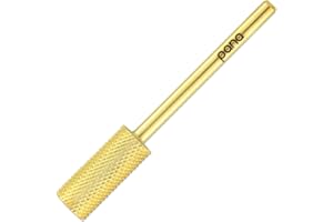 PANA Nail Carbide Cylinder Bit - Two Way Rotate use for Both Left and Right Handed - Fast remove Acrylic or Hard Gel - 3/32" Shank - Manicure, Nail Art, Drill Machine (Fine, Gold)