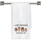 Chicimln Cute Owl Kitchen Towels, Owl Lover Gifts for Women Decorative Hand Towels for Bathroom, I Just Freaking Loves Owls OK Dish Tea Towel Drying Cloth for Kitchen Decor, 16x24 Inch