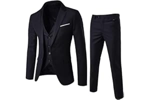 WEEN CHARM Men's 3-Piece Slim Fit Suit Set-2-Button Blazer,Vest & Pants-Formal Wedding,Prom,Party & Business Tuxedo