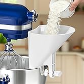 KingofKings Flour Funnel for Kitchen Aid Accessories and Attachments | White Stand Mixer Wide Pouring Chute fits KitchenAid Bowls, Pizza &amp; Cake Prep, Baking Gift &amp; Kitchen Gadgets, Patent Pending