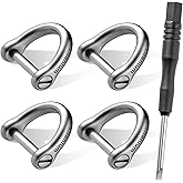 FEGVE Small Titanium Key Ring with Screw Shackle - Car Fob Keychain Heavy Duty Strong Mini Titanium D Rings- 1/2 Inch/12mm (Silver 4 Pack)