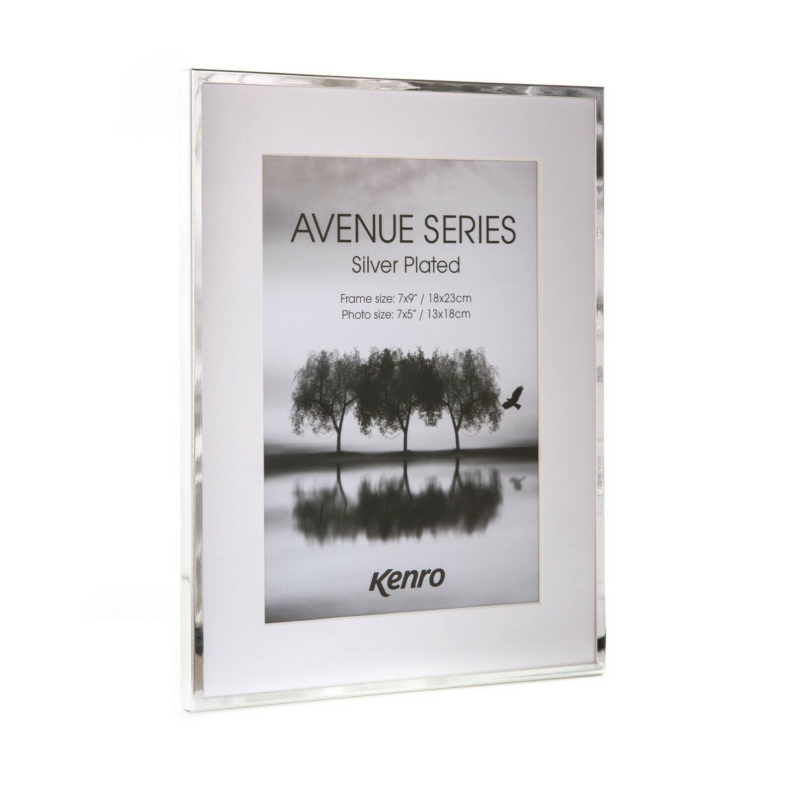 Kenro Avenue Silver Plated Photo Frame 9x7 Inch / 23x18cm with White Mat for Photo 7x5 Inch / 13x18cm – AVE1318S