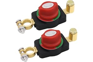 PSITTAZZE Battery Disconnect Switch 2-Pack, 12V/24V Heavy Duty Kill Switch, Copper Corrosion-Resistant Power Cut Off Isolator for Car, RV, Boat, Truck - Prevent Battery Drain & Extend Battery Life