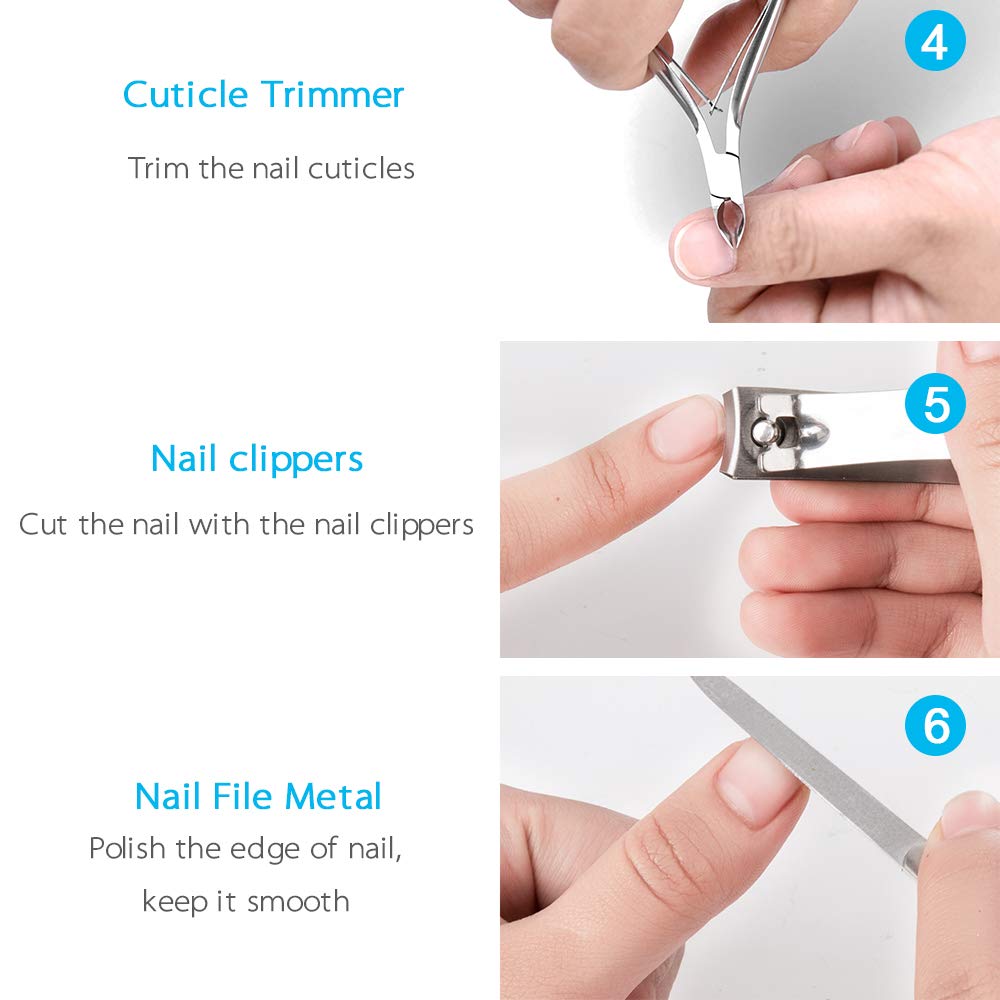 【UPGRADED VERSION】5PCS Cuticle Trimmer Set contains Cuticle Pusher Nail clipper, Professional Grade Stainless Steel Cuticle Nippers, Premium Sharp Blade Cuticle Cutter Pedicure Tool, Comfortable Grip: Beauty