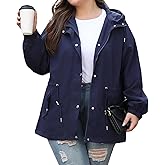 Bloggerlove XL-5XL Women Plus Size Rain Jacket Lightweight Raincoat with Hood Waterproof Outdoor Windbreaker
