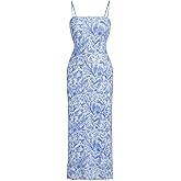 Milumia Women's Floral Print Camisole Dress Backless Bodycon Long Dresses