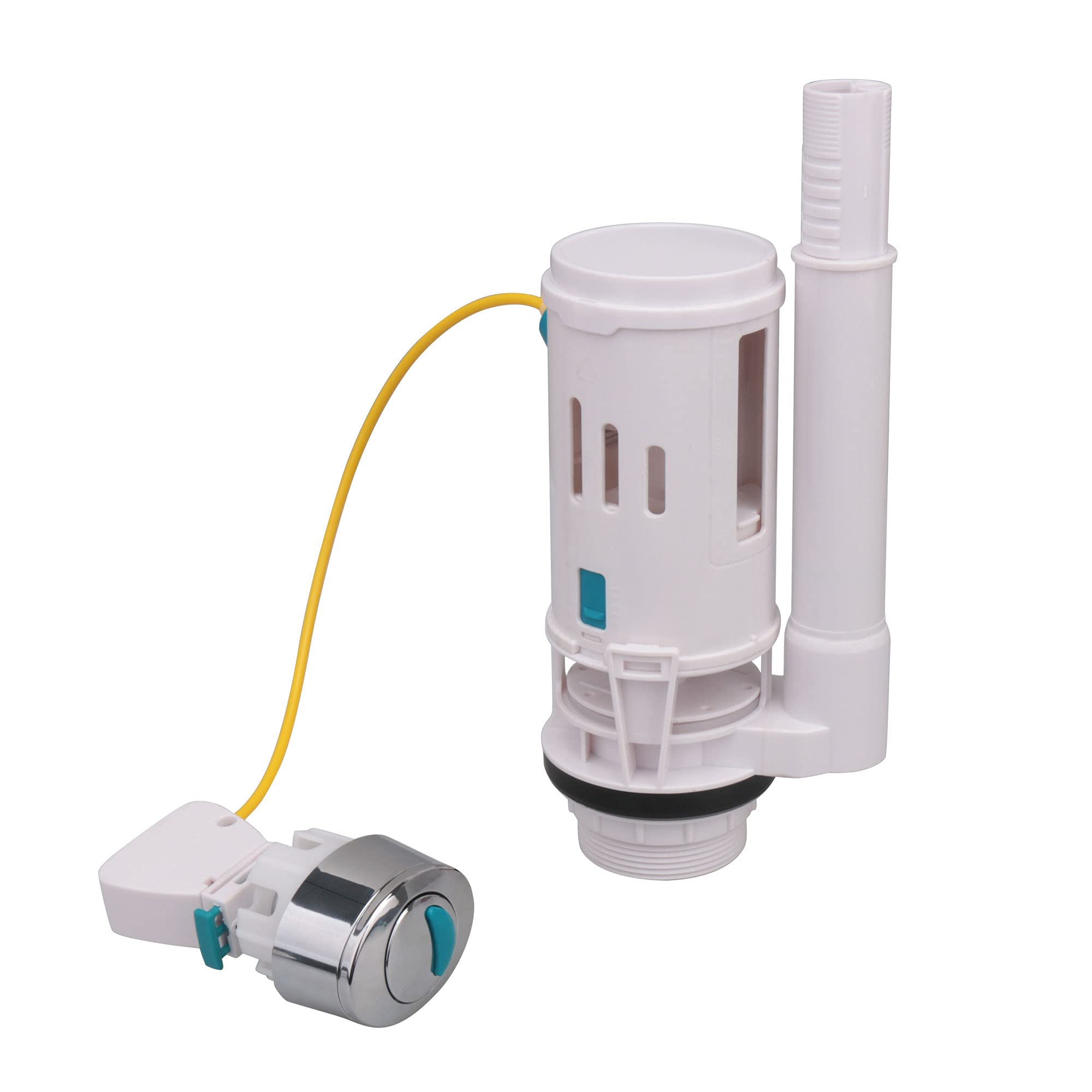 Plastic Toilet Cistern Water-Saving Push Button Dual Drain Flush Valve Draw Off Valve Fit for 2.36-2.95inch Drainage Holes