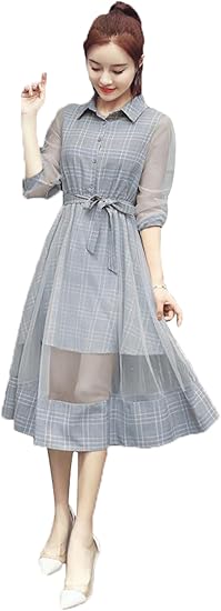 Amazon エージョン レディース ワンピース ロングスカート 夏服 チェック柄 チュールスカート シンプル メッシュ チュニック ポロシャツ 簡単服 シースルー ファッション ワンピース チュニック 通販 Amazon エージョン レディース ワンピース ロングスカート 夏服 チェック柄 チュールスカート シンプル メッシュ チュニック ポロシャツ 簡単服 シースルー ファッション ワンピース チュニック 通販
