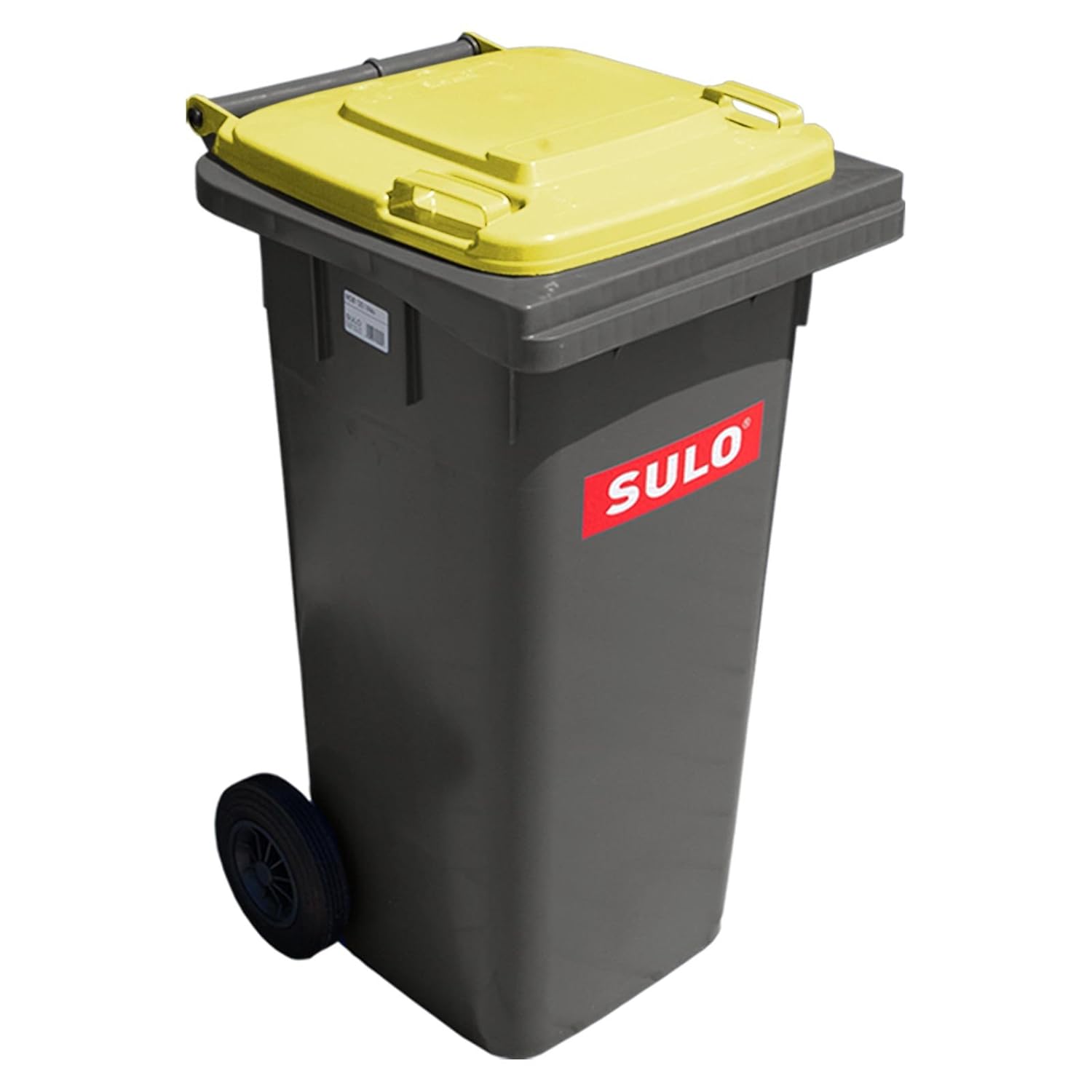Wheelie bin SULO 120 L, GreyYellow lid, recycling bin, household waste