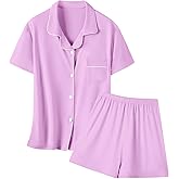 Umeyda Girls Modal Button Down Pajamas Set, 2Pj Nightwear Sleepwear for Teen Kid 2 Pcs Loungewear, Light Purple, 11-12Y = 160