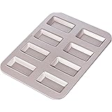 CHEFMADE Financier Cake Pan, 8-Cavity Non-Stick Rectangle Muffin Pan Biscuits Cookies Bakeware for Oven Baking (Champagne Gol