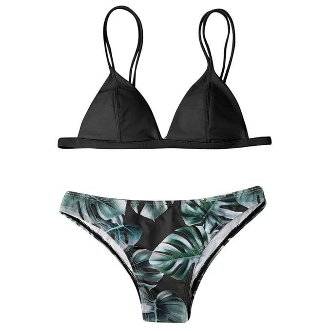 OVERDOSE Frauen Bademode Bikini Set Print Blätter Push-Up Bikinis Gepolsterte Bade Badeanzug Beachwear