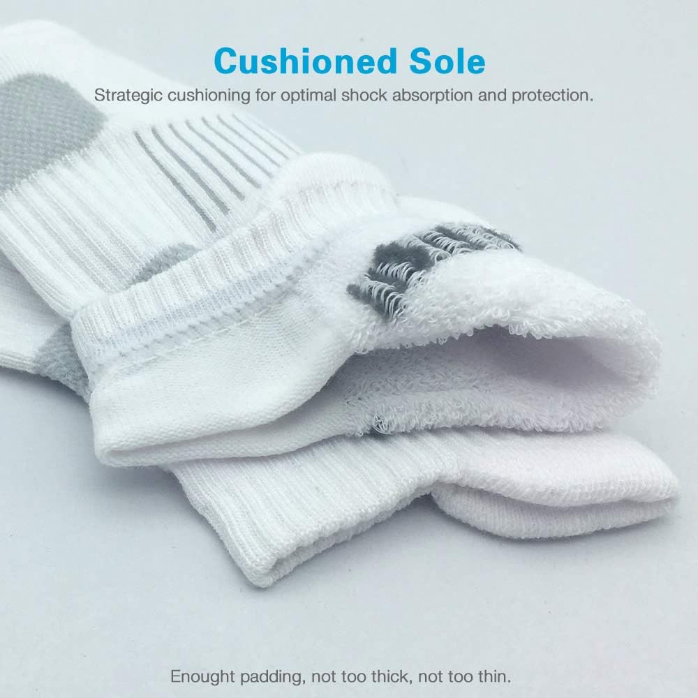 BERING Women's Performance Athletic Running Socks, Size 6-9, White, 6 Pairs: Clothing