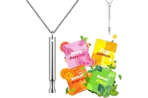 LAMKHOO Replace Bad Habit Flavored Air Necklace with 12pcs Refillable Cores in 4 Flavors, Habit Support Refreshing Necklace for Stress Relief Sensory Fidget for Adults (Silver)