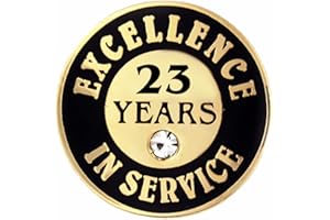 PinMart Gold Plated Excellence in Service Year Award Lapel Pin – Metal Enamel Workplace Reward Pin w/Rhinestone – 1-60 Years Pins for Long Standing Employees