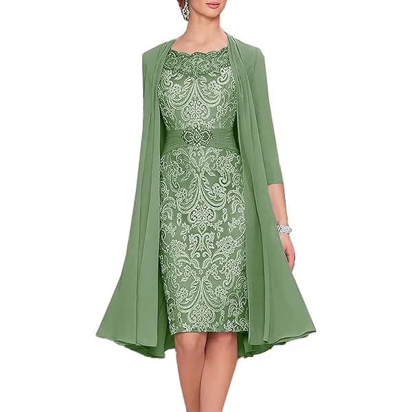 Amazon.com: 3/4 Sleeves Sage-Green Mother of The Bride Dresses for Women 2  Pieces Lace Appliques Maxi Party Dress with Jacket, US 16 : Clothing, Shoes  & Jewelry