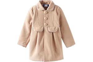 LittleSpring Little Girls Dress Coat Faux Wool Slim-Fit Peacoat