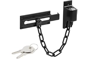 Prime-Line U 110938 Chain Door Guard, Square Corners, Keyed, Matte Black (Single Pack)