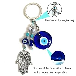 Dinaauto Turkish Evil Eye Keychain Handmade Alloy