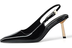 iiimmu Slingback Heels for Women 3.5 in / 4 in Kitten Heel Closed Toe Pumps Dress Shoes