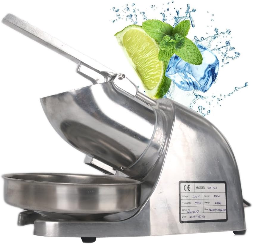 Electric Ice Crusher Stainless Steel Block Ice Shaver/Manual Ice Crusher Machine Smoothie Cocktail Maker for Drink Bar