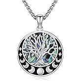 Hagkew Tree of Life Necklace S925 Sterling Silver Bird Pendant Raven Necklace Family Raven Charm Viking Jewelry Gift for Women