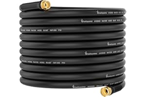 Beitopamz Garden Hose 75 ft x 5/8 in Male to Female Heavy Duty Water Hose 75ft, Flexible No Kinks, Lightweight Hybrid Hose, Solid Fittings Leakproof Rubber Leader Hose for Patio, Lawn, BT75, Black
