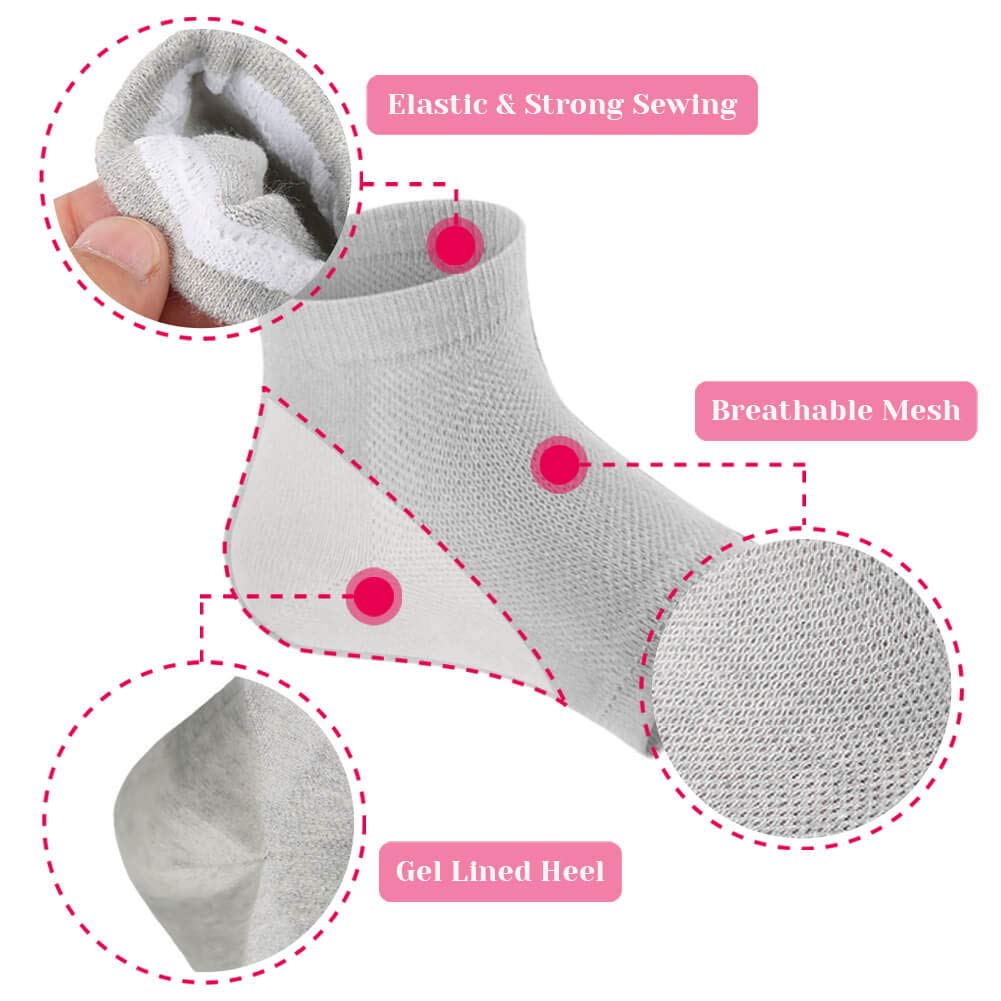 Selizo 6 Pairs Heel Moisturizing Socks Open Toe Socks Cracked Gel Heel Socks Foot Toeless Cooling Heel Repair Socks for Women Dry Hard Cracked Feet, 6 Colors : Beauty