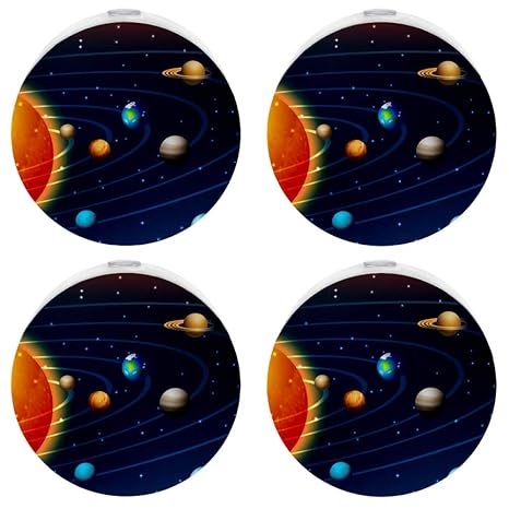 Led Night Light With Solar System Scheme Plug In Bed Lamp