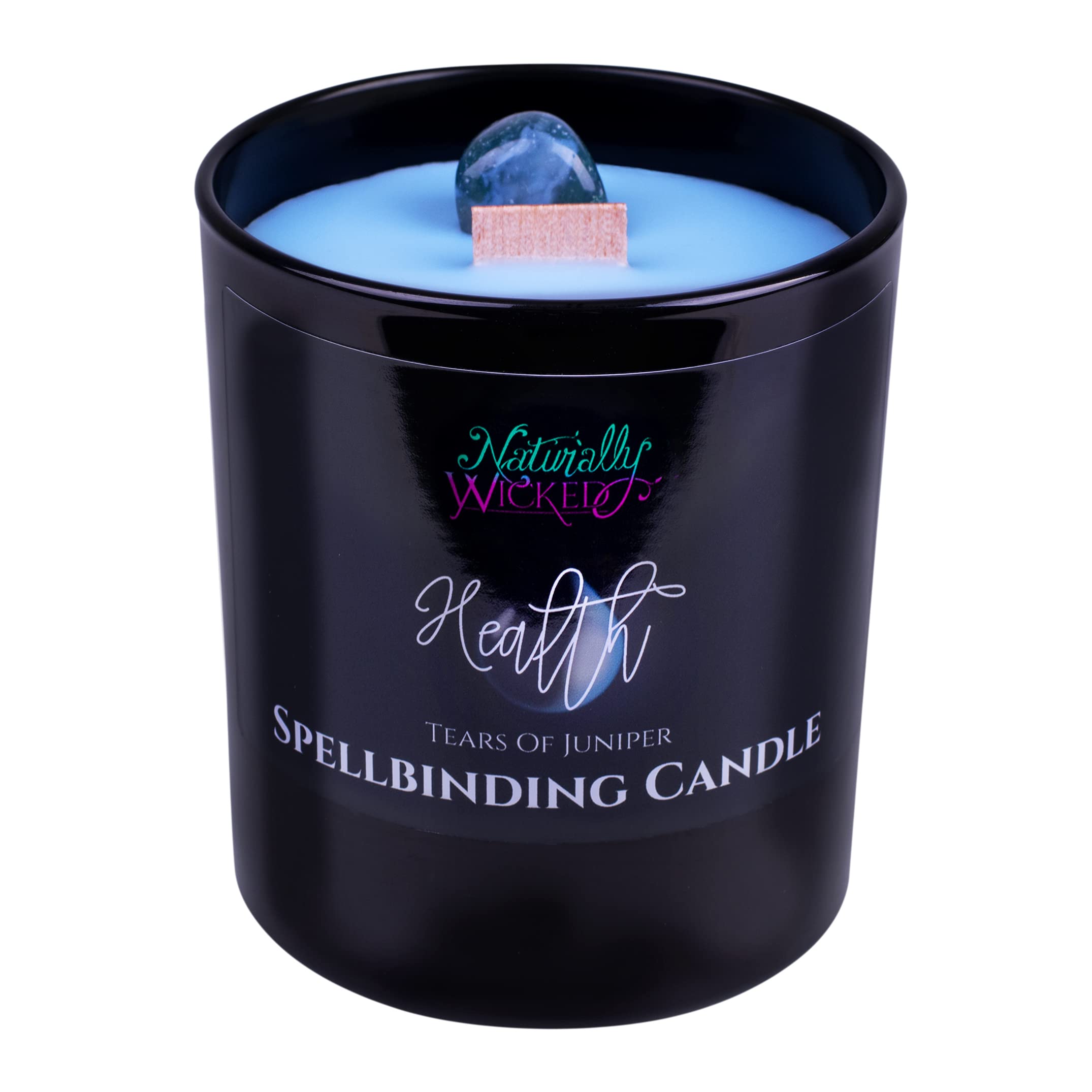 Naturally Wicked Spellbinding Health Candle with Crystal, Wood Wick & Gift Box