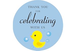 MAGJUCHE Blue Duck Thank You Stickers, Boy Baby Shower or Ducky Themed Birthday Party Favors Sticker Labels, 2 Inch, 40-Pack