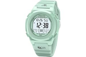 PINDOWS Watches for Women, Digital Sports Watch 50M Waterproof LED Backlight Calendar Wrist Watch with Alarm Clock.