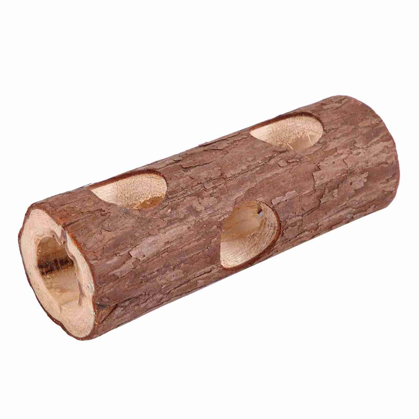 Natural Wooden Hamster Tunnel Exercise Tube Chew Toy Forest Hollow Tree Trunk Tunnel Tube Toy for Small Animals(S)